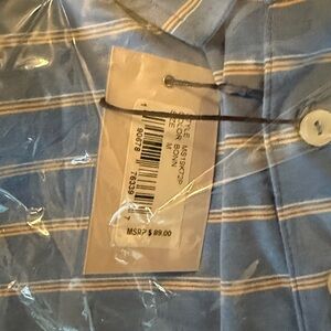 Peter Millar Blue and White Striped Polo Shirt